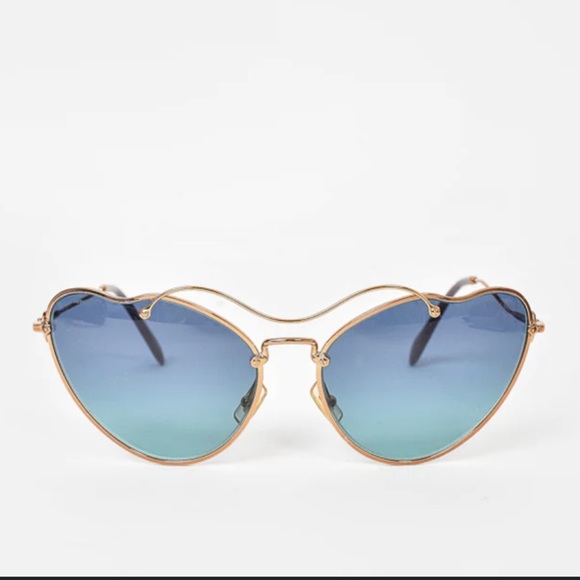 SOLD MIU Miu Butterfly Sunglasses MU 55R 7OE5R2 Gold / Blue - Picture 1 of 15